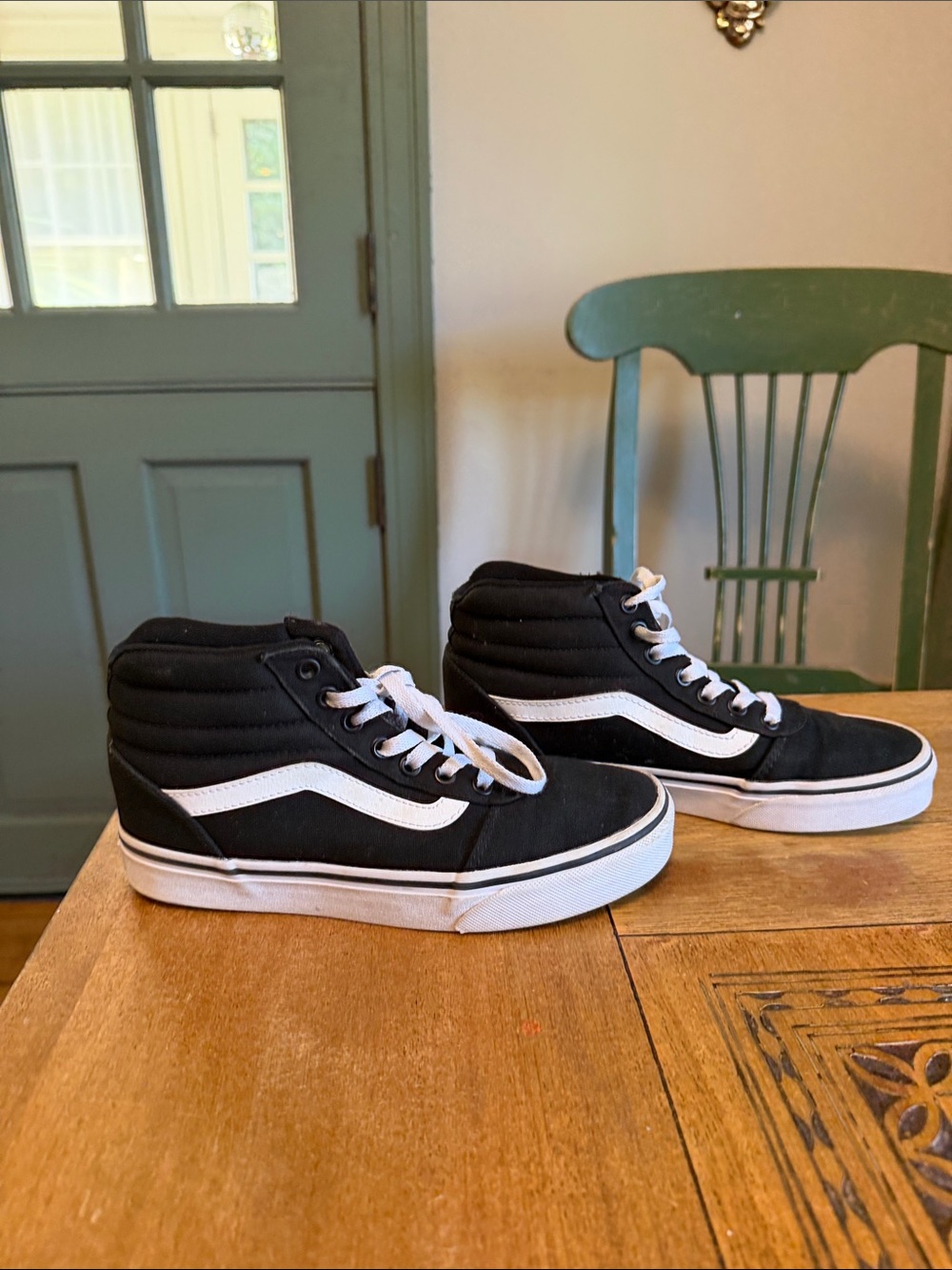 Vans Black and White High-Top Skate Sneakers
